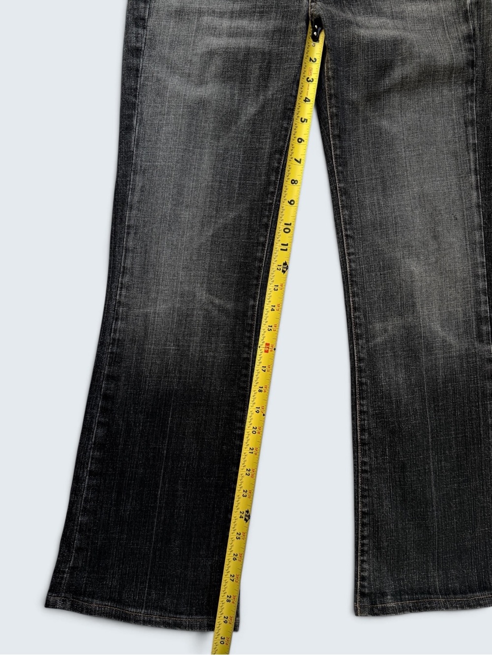 7 For All Mankind Vintage Low Rise Bootcut Jeans 28 Black Wash Y2K - Picture 10 of 16